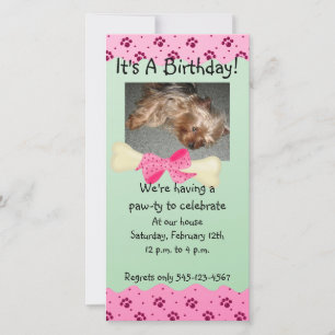Invitation d'Empreinte de patte rose et vert