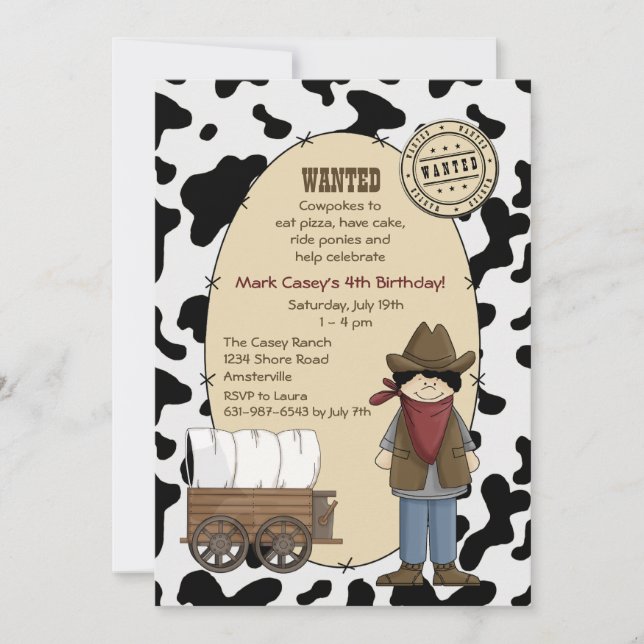 Invitation d'enfant de cowboy (Devant)