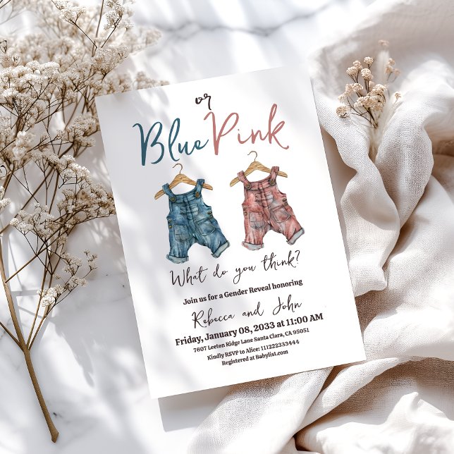 Invitation Denim BLue ou ligne de vêtements rose Révélation d (Créateur téléchargé)