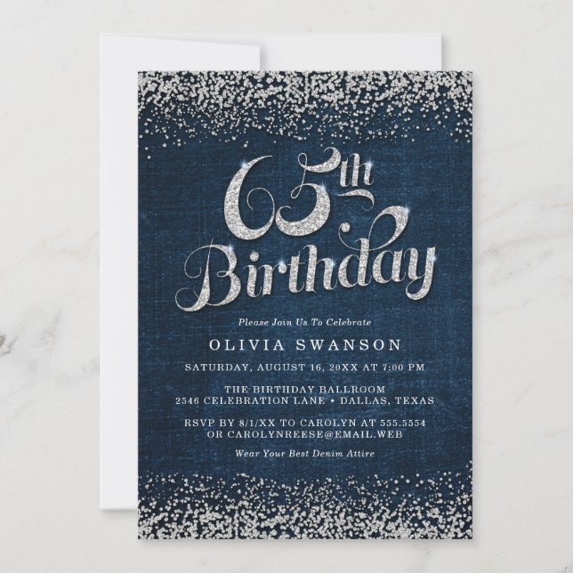 Invitation Denim & Diamonds 65e anniversaire fête (Devant)