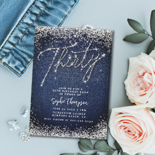 Invitation Denim Diamonds Calligraphie 30e fête d'anniversair