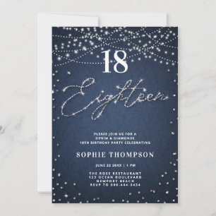 Invitation Denim Diamonds Elégante Parties scintillant Bleu 1