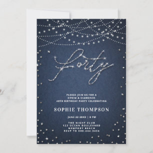 Invitation Denim Diamonds Elégante Parties scintillant Bleu 4