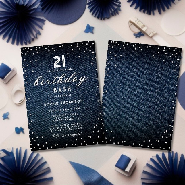 Invitation Denim Diamonds Parties scintillant Élégante fête d (Créateur téléchargé)