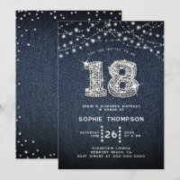 Denim Diamonds Rhinestones Élégant 18ème anniversa