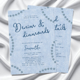 Invitation Denim et Diamants Fête de Bachelorette Western Ble