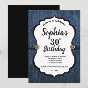 Invitation Denim, fête d'anniversaire