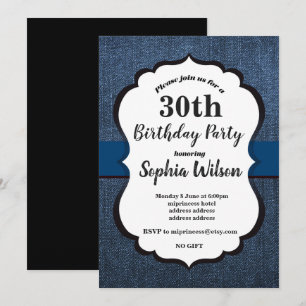 Invitation Denim, fête d'anniversaire