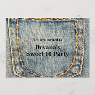 Invitation Denim Jean Stitch Poche Anniversaire