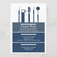 Dental Instruments Graduation Marine Blue Invitati