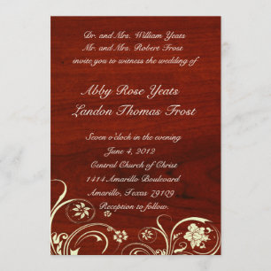 Invitation Dentelle ancienne en bois poli