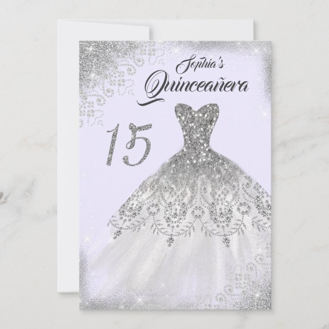 Invitation Dentelle argentée claire et violette Diable Quince (Devant)