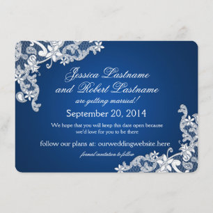 Invitation Dentelle blanche vintage Enregistrer la date