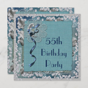 Invitation Dentelle bleue et anniversaire de diamants