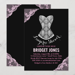 Invitation Dentelle Corset Lingerie Douche Mariage Partie ros