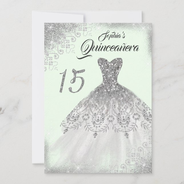 Invitation Dentelle d'argent clair Gown Diamond Quinceanera (Devant)
