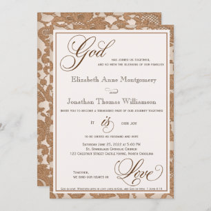 Invitation Dentelle d'automne Dieu est Amour Mariage chrétien