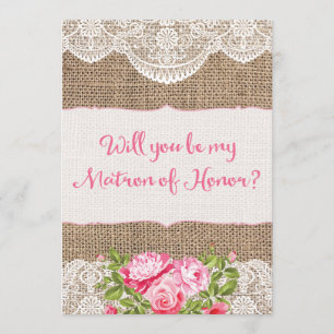 Invitation Dentelle de Burlap Rustique Veux-tu être ma Demois