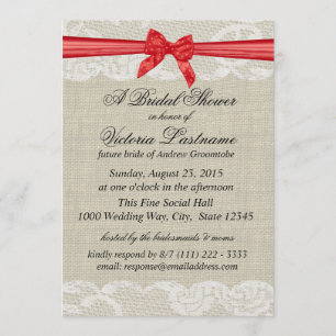 Invitation Dentelle de campagne et Burlap avec douche à arc r