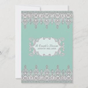Invitation Dentelle de dépôt de lacets, bleu clair Aqua - Fêt