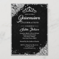 Dentelle de diamant scintillante Quinceanera noir