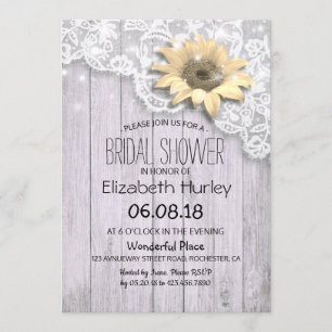 Invitation Dentelle de Fête des mariées Tournesol Bois et lam