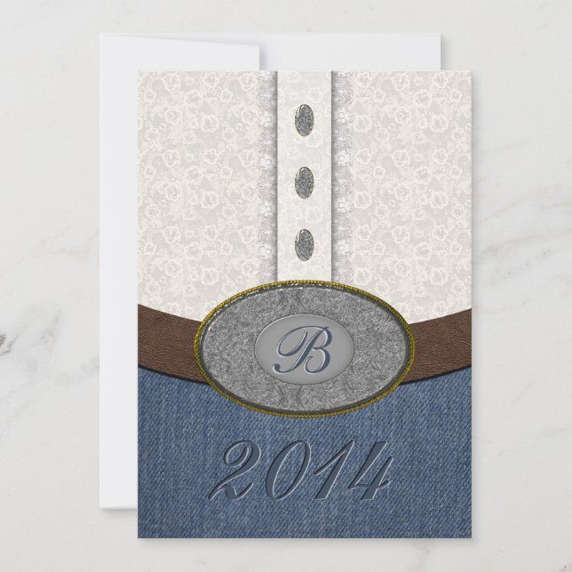 Invitation Dentelle de l'Ouest et ceinture de monogramme de D (Devant)
