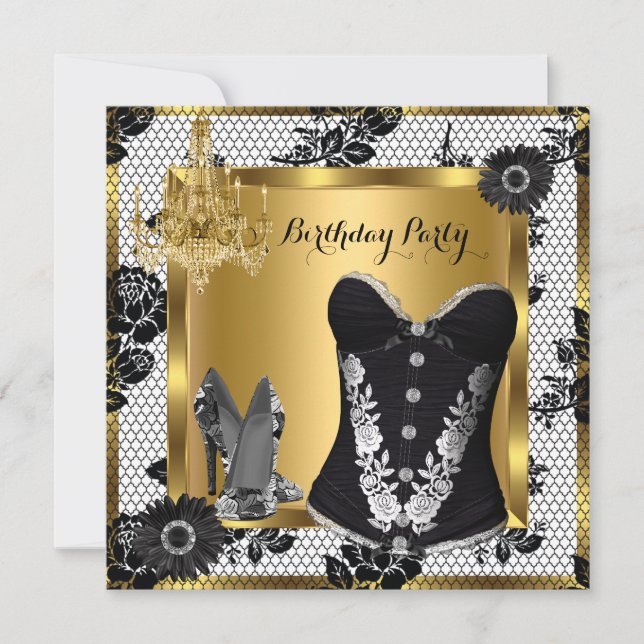 Invitation Dentelle de lustre haut talons noir 3 (Devant)