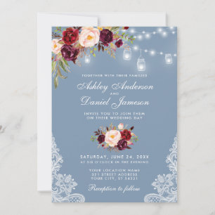 Invitation Dentelle de Mariage bleu bleu bleu bleu bleu turgo