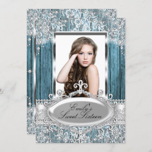 Invitation Dentelle de perle Vintage rustique & bois Photo Sw