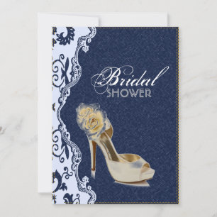 Invitation dentelle denim moderne Floral country nuptiale