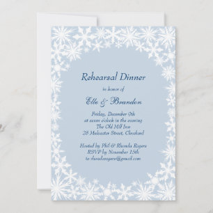 Invitation Dentelle d'hiver sur Icy Blue Rehearsal Dîner Invi