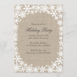 Invitation Dentelle d'hiver sur l'invitation de Burlap