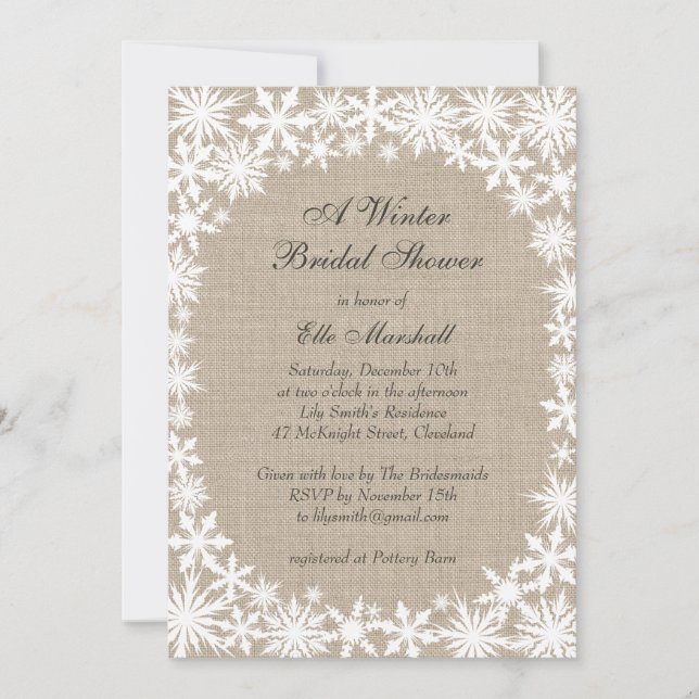 Invitation Dentelle d'hiver sur l'invitation de la nuptiale B (Devant)