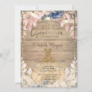 Invitation Dentelle, Diadème, Lumières, Robe Fleurs en Bois Q