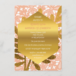 Invitation Dentelle Diamond Anniversaire Peach Pastel Gold Le
