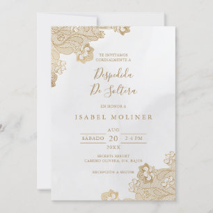 Invitation Dentelle d'or Ornate Fête des mariées espagnole