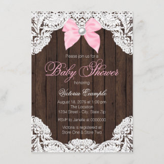 Invitation Dentelle et Baby shower en bois