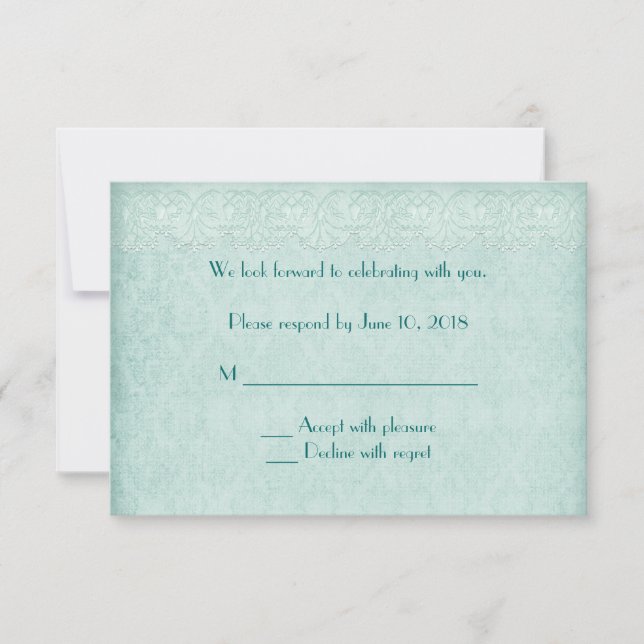 Invitation Dentelle et Damas RSVP (Devant)