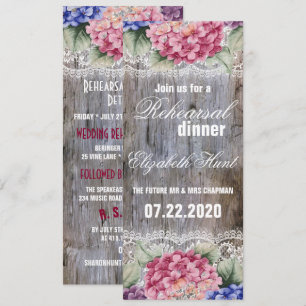 Invitation Dentelle et grange Hydrangeas Dîner de répétition 
