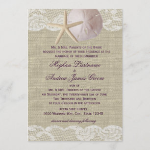 Invitation Dentelle et sable Dollar Beach Mariage