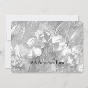Invitation Dentelle florale blanche élégante du 50e anniversa
