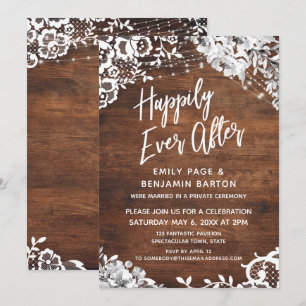 Invitation Dentelle, lumières et fleurs sur le bois heureux a