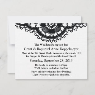 Invitation Dentelle noire sur blanc (Réception après mariage)