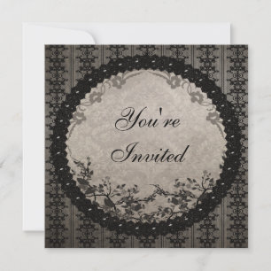 Invitation Dentelle noire Vintage et séquences fête d'anniver