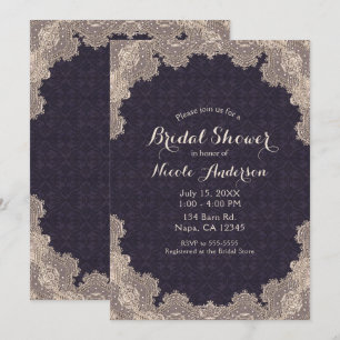 Invitation Dentelle romantique vintage Purple Elégante Fête d