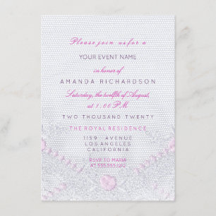 Invitation Dentelle rose blanc Nouveau bébé Douche fille