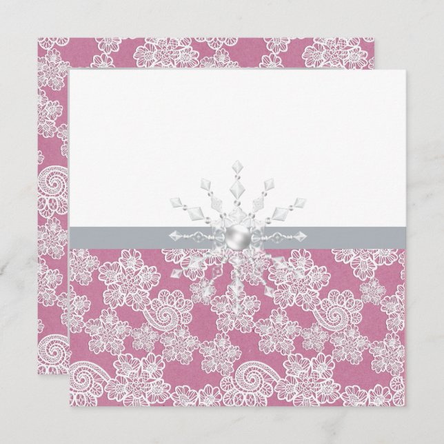 Invitation Dentelle rose pâle (Devant / Derrière)