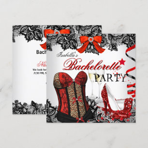 Invitation Dentelle Rouge Corse Rouge Champagne