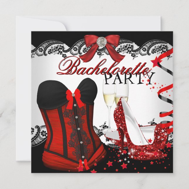 Invitation Dentelle Rouge Corse rouge talons hauts (Devant)